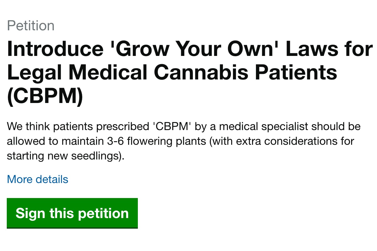 Petition to Legalise ‘Grow Your Own’ for Patients
